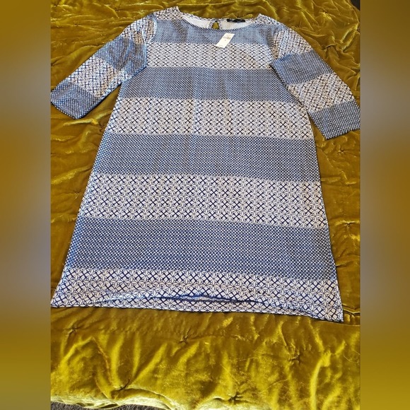 NWT Banana Republic Factory blue patterned dress M - Picture 3 of 14